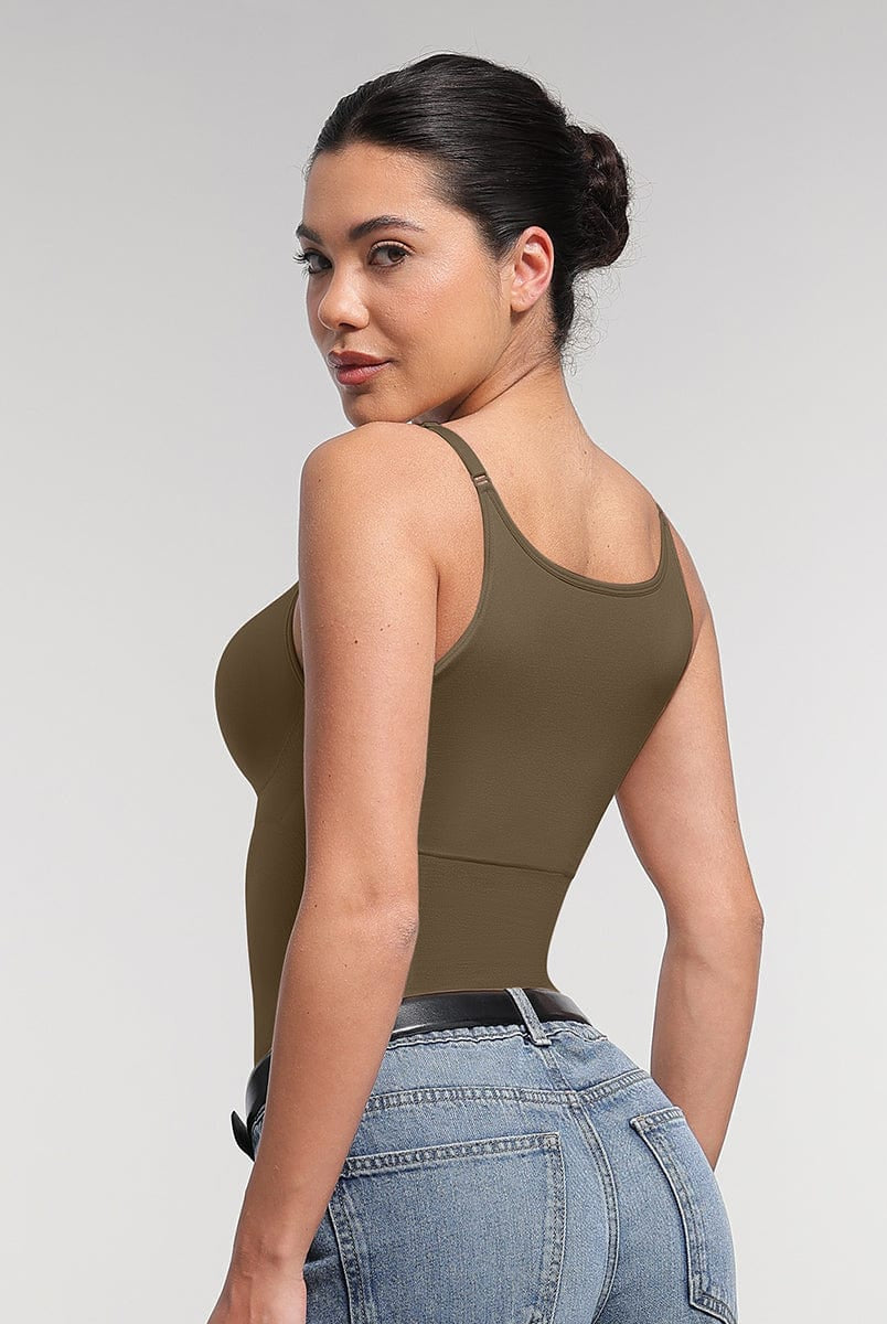 Ultimate Seamless Bra-Free Cami Tummy Control Thong Bodysuit with Removable Pads