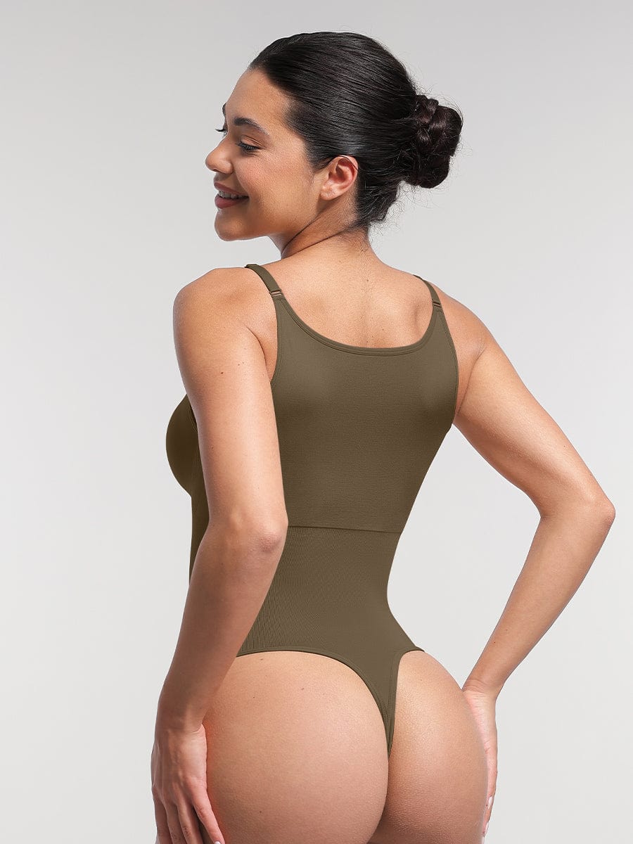 Ultimate Seamless Bra-Free Cami Tummy Control Thong Bodysuit with Removable Pads