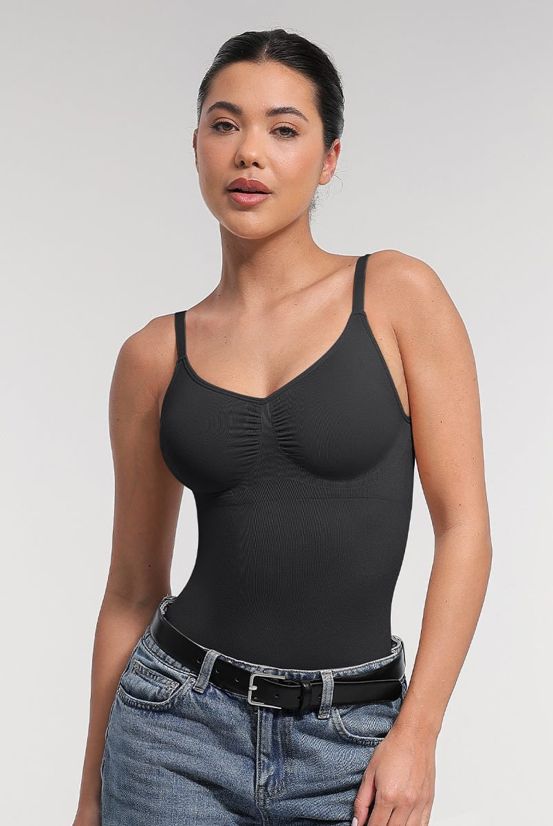 Ultimate Seamless Bra-Free Cami Tummy Control Thong Bodysuit with Removable Pads