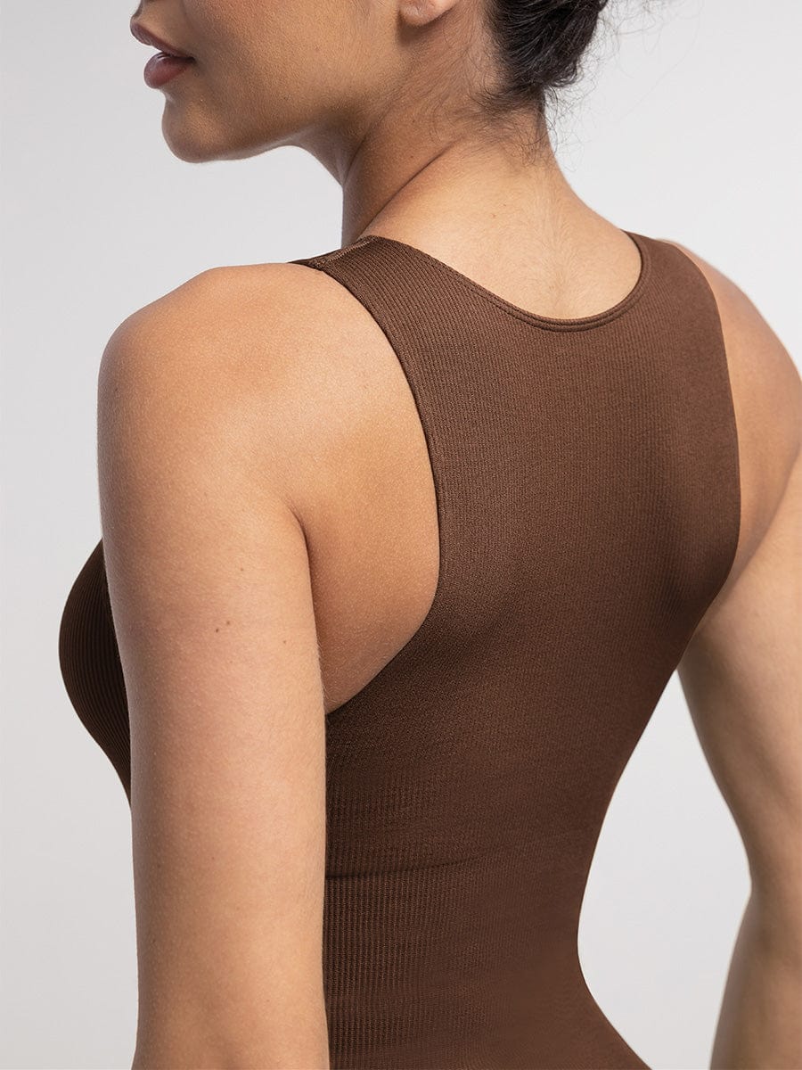 Seamless Ribbed Zip-Front Sleeveless Bodysuit: Ultimate Comfort & Style Shaper