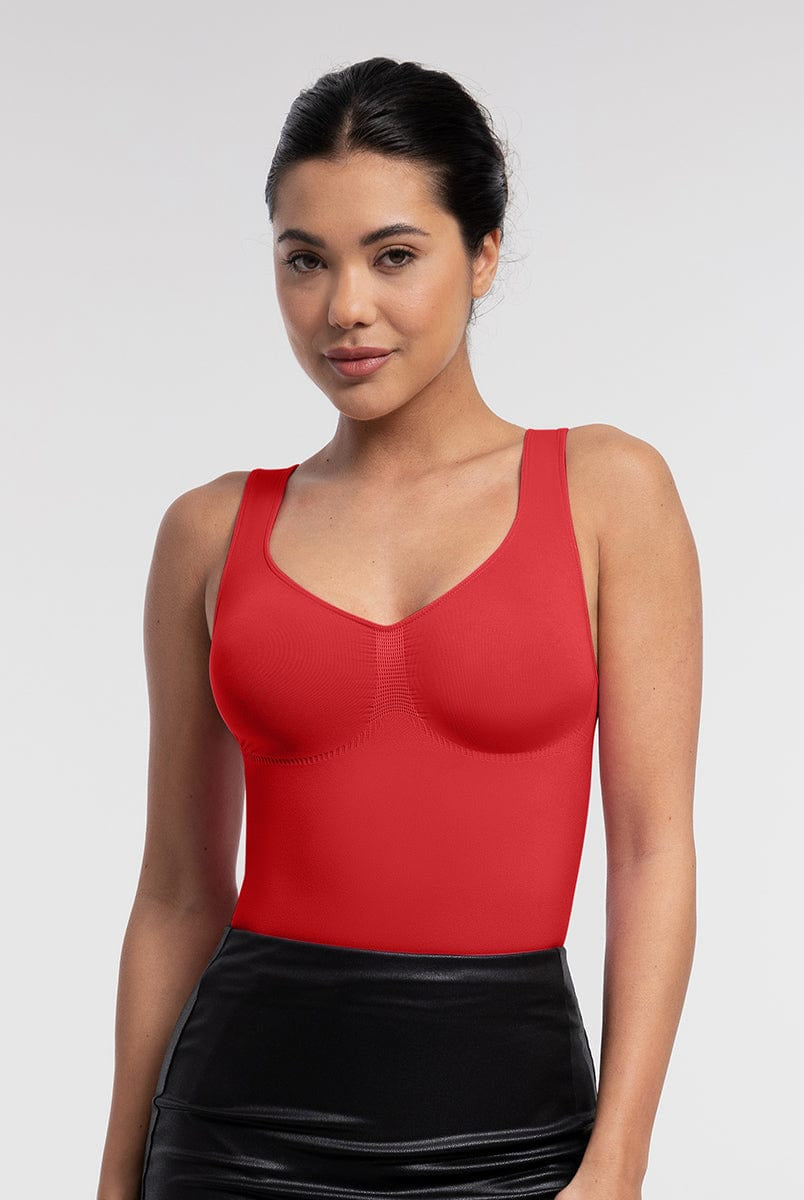 Seamless Diamond Neckline Bust Support Waist Abdomen Control Thong Bodysuit