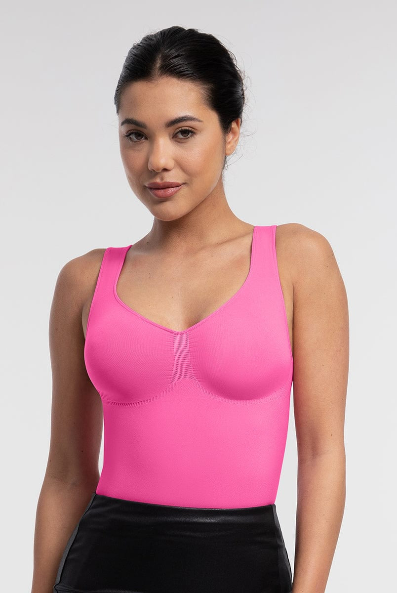 Seamless Diamond Neckline Bust Support Waist Abdomen Control Thong Bodysuit