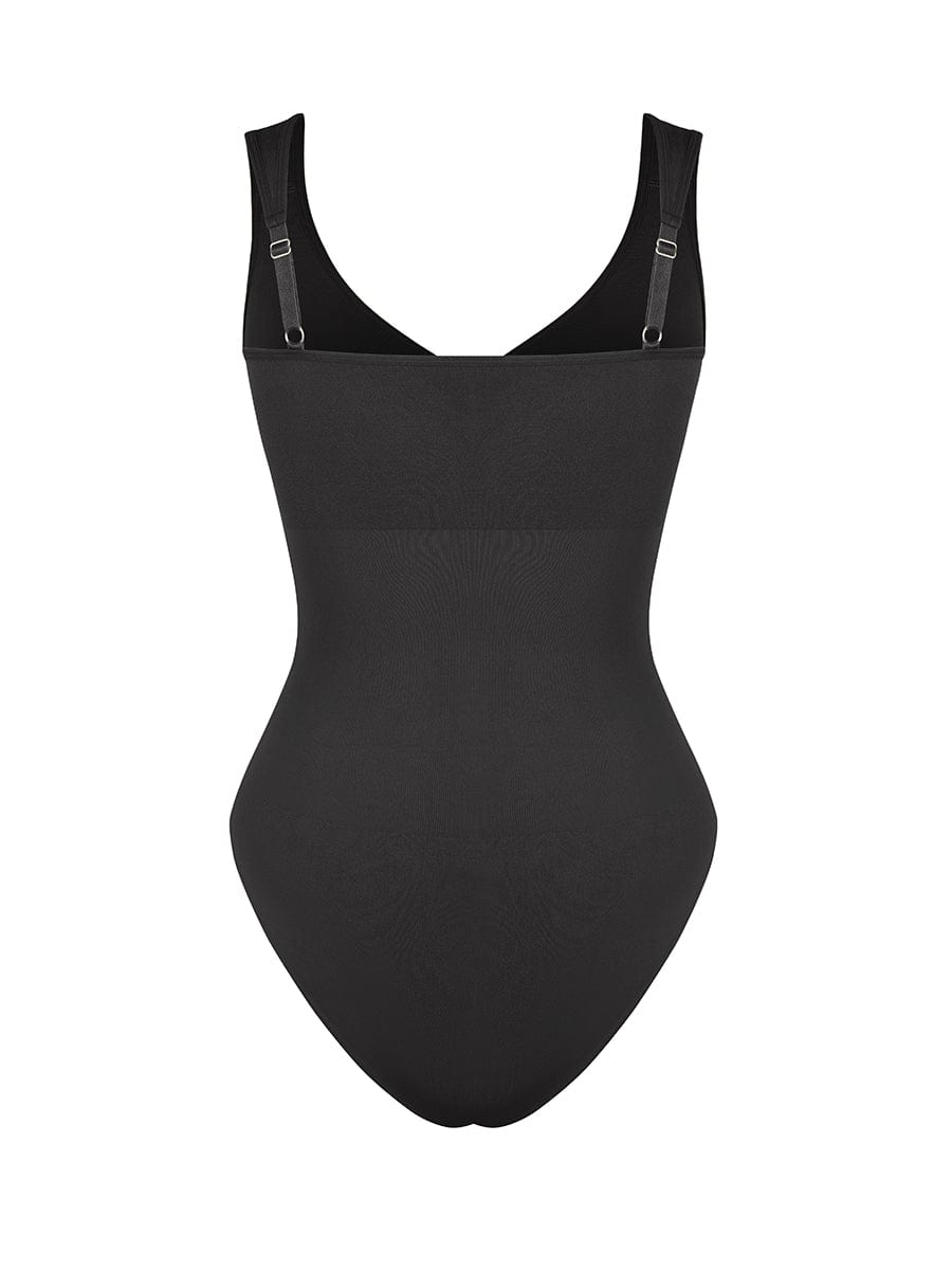 Seamless Diamond Neck Bust Support Waist Control Thong Bodysuit