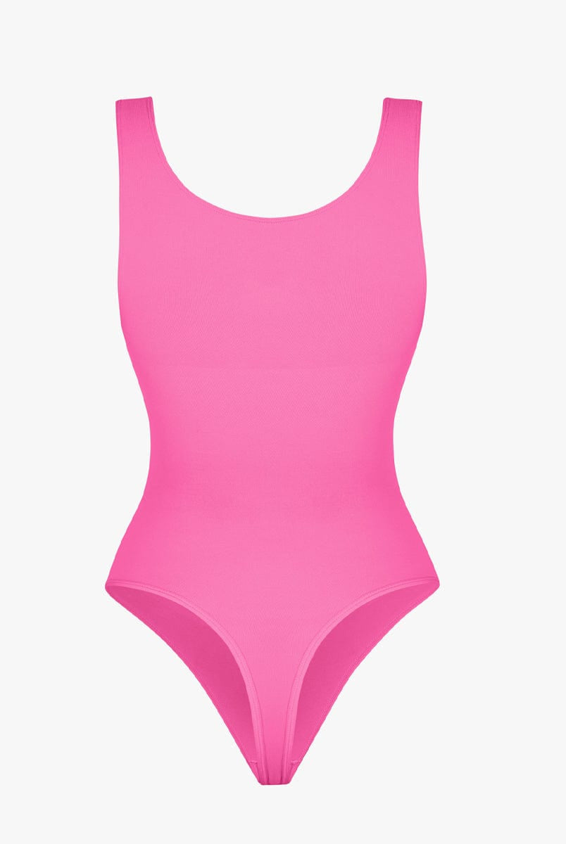 Seamless Diamond Neckline Bust Support Waist Abdomen Control Thong Bodysuit