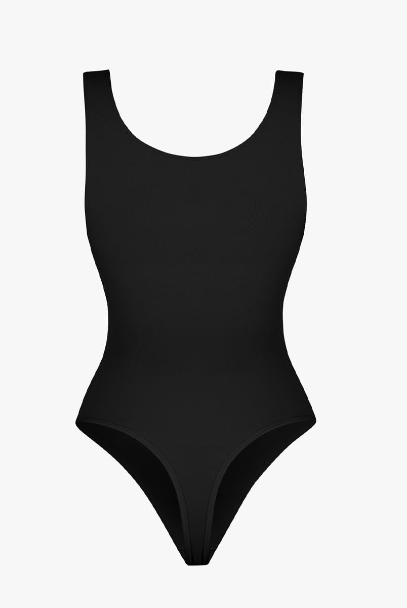 Seamless Diamond Neckline Bust Support Waist Abdomen Control Thong Bodysuit