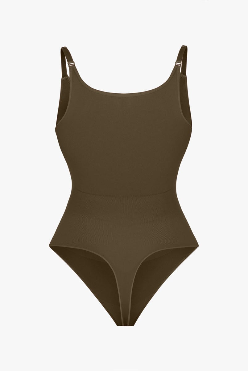 Ultimate Seamless Bra-Free Cami Tummy Control Thong Bodysuit with Removable Pads