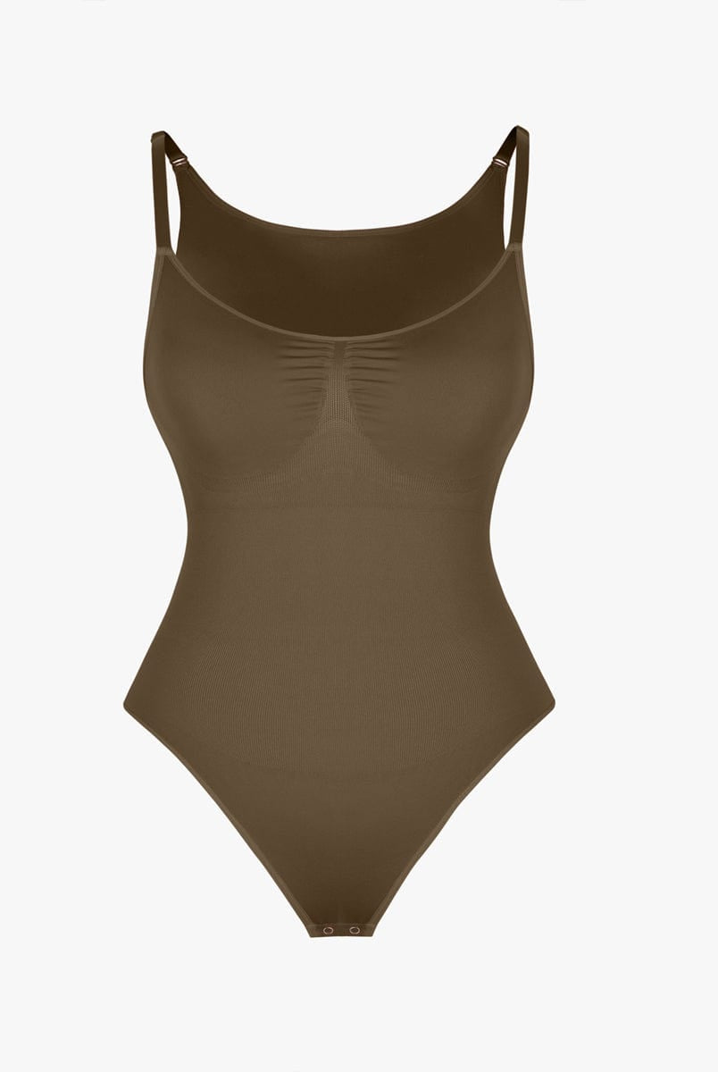 Ultimate Seamless Bra-Free Cami Tummy Control Thong Bodysuit with Removable Pads