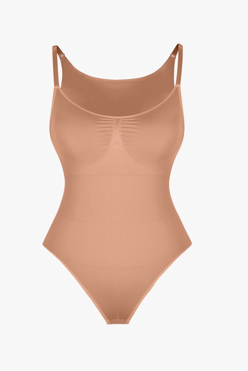 Ultimate Seamless Bra-Free Cami Tummy Control Thong Bodysuit with Removable Pads