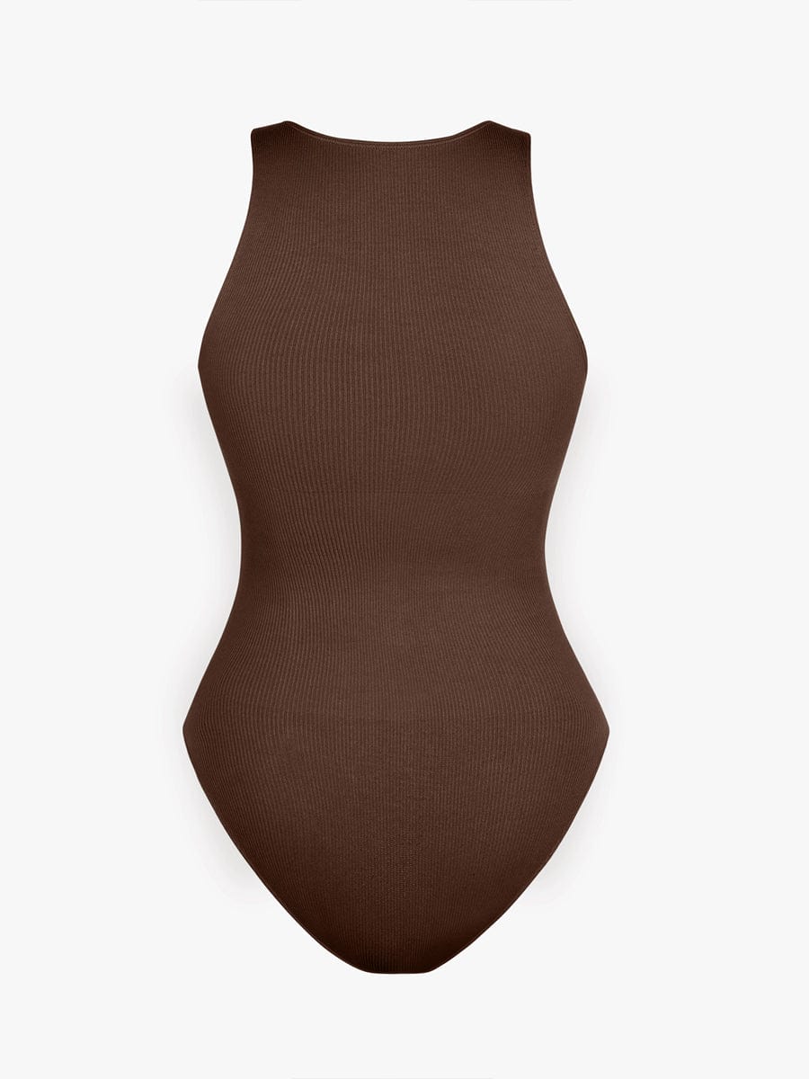Seamless Ribbed Zip-Front Sleeveless Bodysuit: Ultimate Comfort & Style Shaper