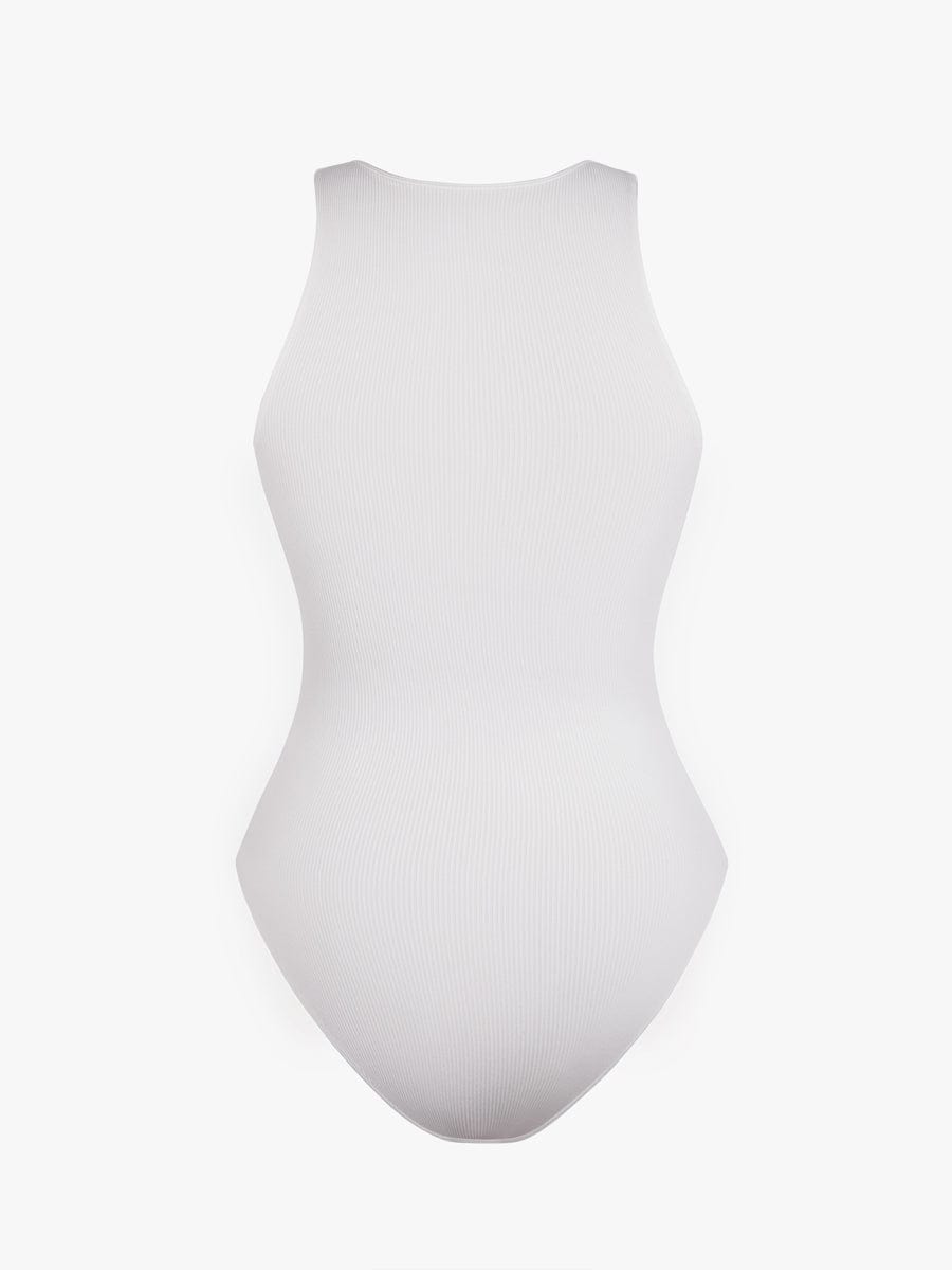 Seamless Ribbed Zip-Front Sleeveless Bodysuit: Ultimate Comfort & Style Shaper