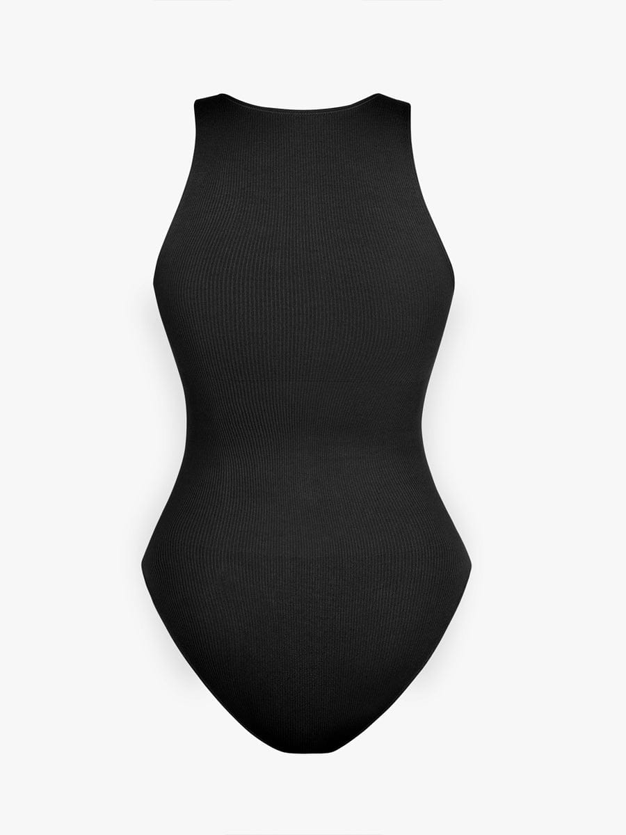 Seamless Ribbed Zip-Front Sleeveless Bodysuit: Ultimate Comfort & Style Shaper