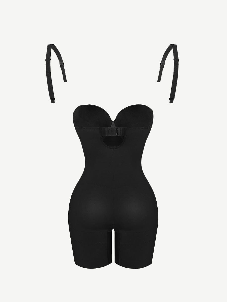 Seamless Sculpting Mid-Thigh Tummy Control Bodysuit with Underwire Push-Up Bra
