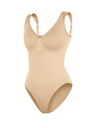 Seamless Diamond Neck Bust Support Waist Control Thong Bodysuit