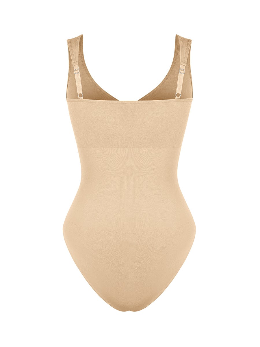 Seamless Diamond Neck Bust Support Waist Control Thong Bodysuit
