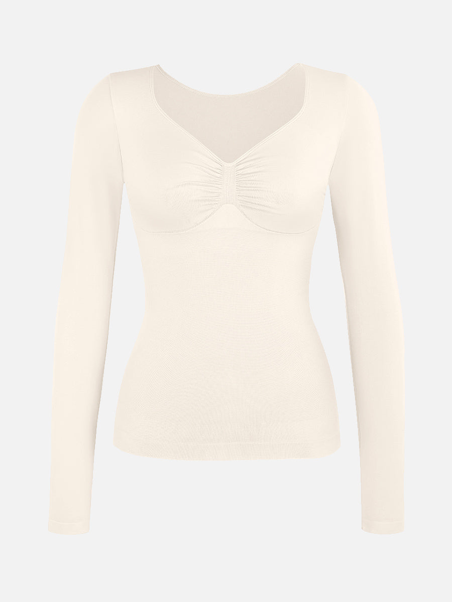 Seamless Diamond Neck Bust Support Bodysuit for Tummy and Waist Control
