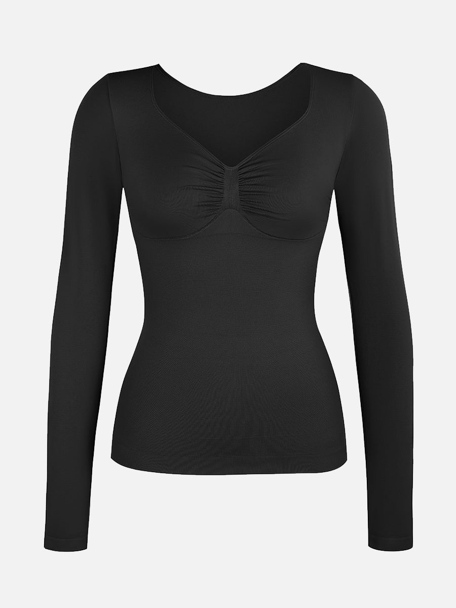Seamless Diamond Neck Bust Support Bodysuit for Tummy and Waist Control