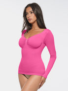 Seamless Diamond Neck Bust Support Bodysuit for Tummy and Waist Control
