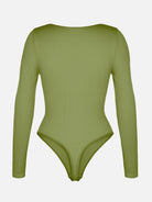 Seamless Ribbed Sexy Hollow Scoop Neck Thong Bodysuit for Women