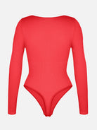 Seamless Ribbed Sexy Hollow Scoop Neck Thong Bodysuit for Women