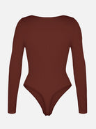Seamless Ribbed Sexy Hollow Scoop Neck Thong Bodysuit for Women