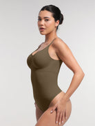 Ultimate Seamless Bra-Free Cami Tummy Control Thong Bodysuit with Removable Pads
