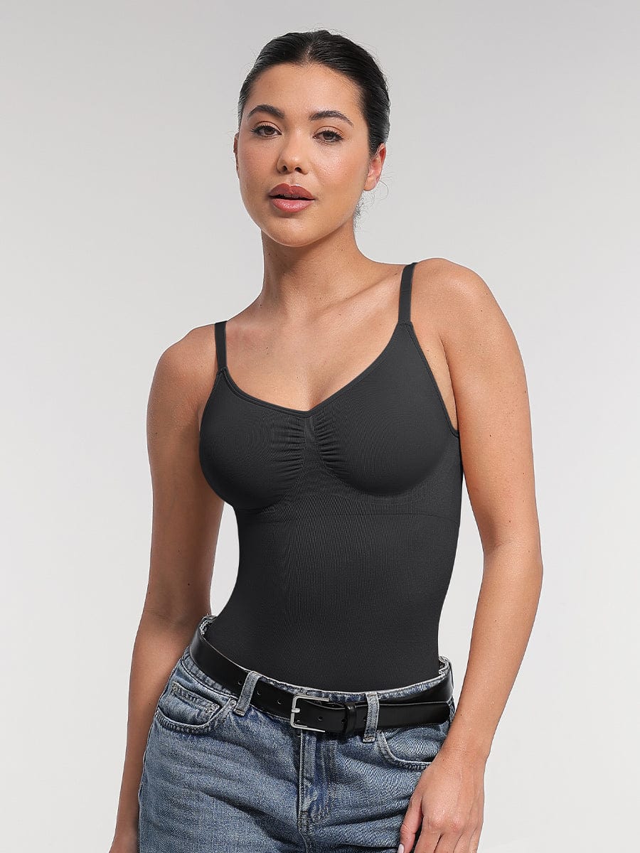 Ultimate Seamless Bra-Free Cami Tummy Control Thong Bodysuit with Removable Pads