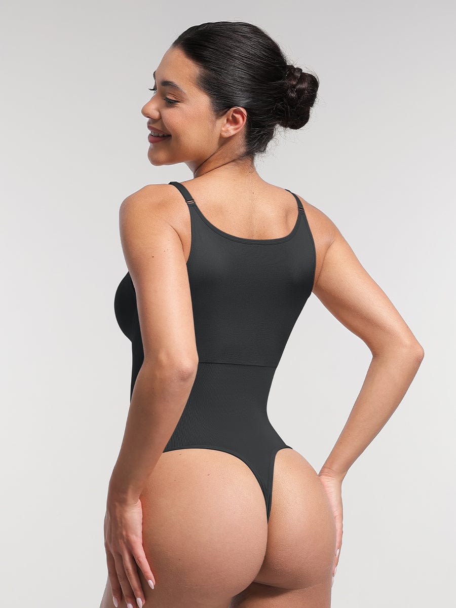 Ultimate Seamless Bra-Free Cami Tummy Control Thong Bodysuit with Removable Pads