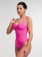 Ultimate Seamless Bra-Free Cami Tummy Control Thong Bodysuit with Removable Pads