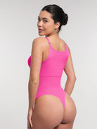 Ultimate Seamless Bra-Free Cami Tummy Control Thong Bodysuit with Removable Pads