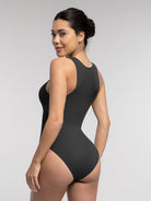 Seamless Ribbed Zip-Front Sleeveless Bodysuit: Ultimate Comfort & Style Shaper