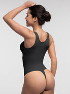 Seamless Diamond Neckline Bust Support Waist Abdomen Control Thong Bodysuit