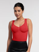 Seamless Diamond Neckline Bust Support Waist Abdomen Control Thong Bodysuit
