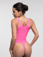 Seamless Diamond Neckline Bust Support Waist Abdomen Control Thong Bodysuit