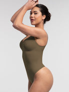 Seamless Diamond Neckline Bust Support Waist Abdomen Control Thong Bodysuit