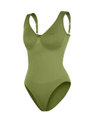 Seamless Diamond Neck Bust Support Waist Control Thong Bodysuit