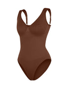 Seamless Diamond Neck Bust Support Waist Control Thong Bodysuit