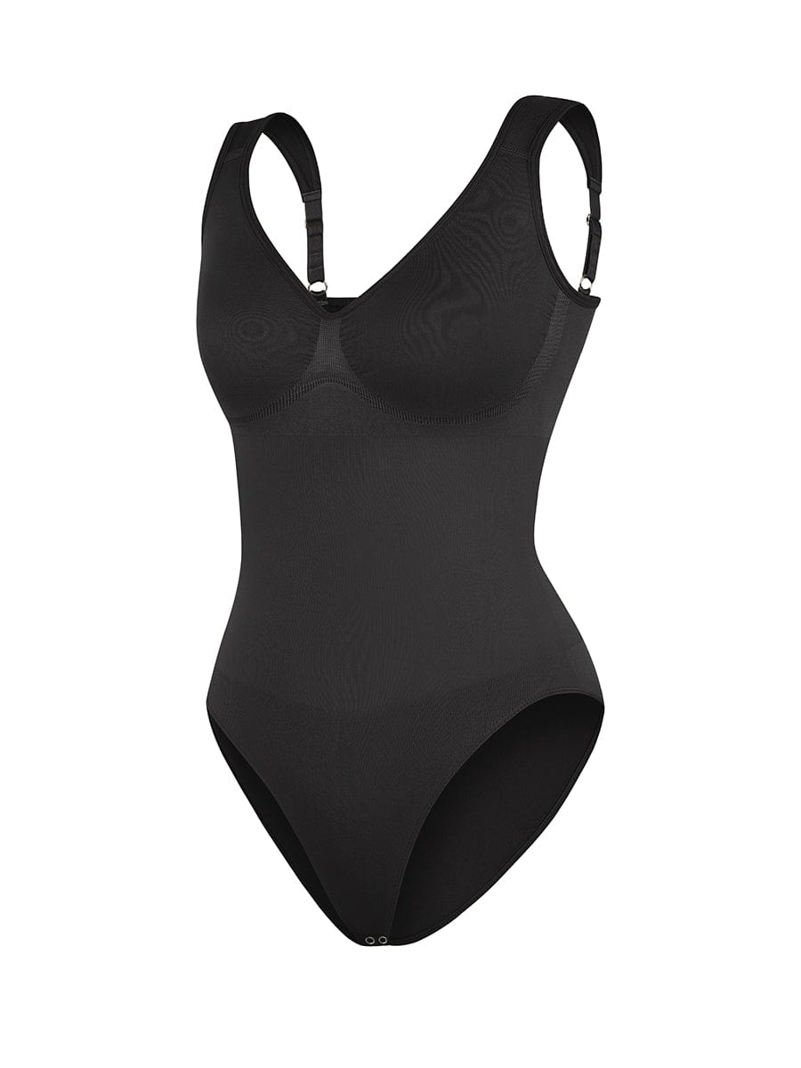 Seamless Diamond Neck Bust Support Waist Control Thong Bodysuit