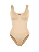 Seamless Diamond Neck Bust Support Waist Control Thong Bodysuit