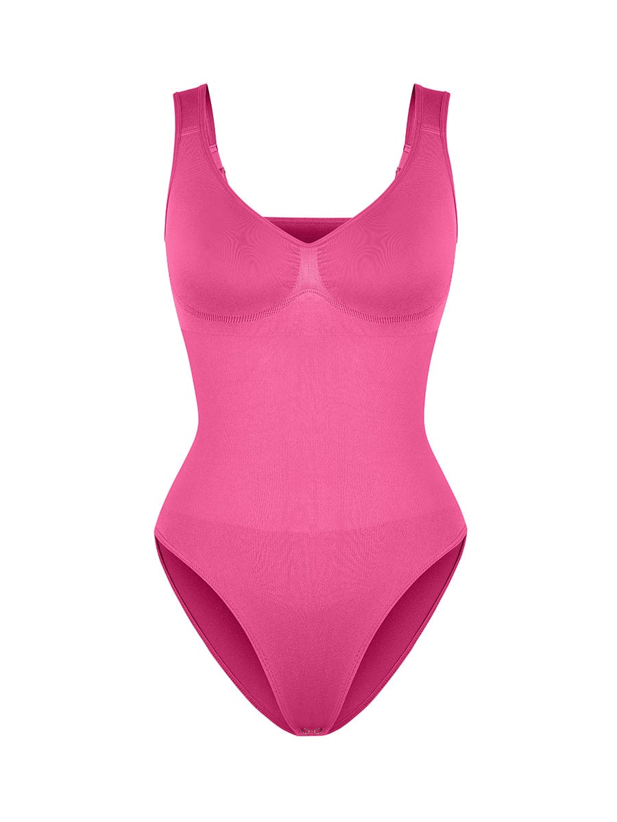 Seamless Diamond Neck Bust Support Waist Control Thong Bodysuit