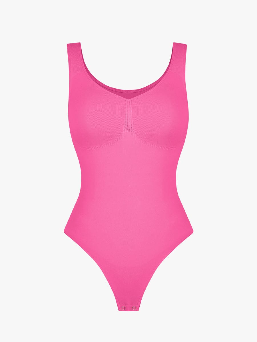 Seamless Diamond Neckline Bust Support Waist Abdomen Control Thong Bodysuit