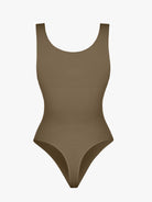 Seamless Diamond Neckline Bust Support Waist Abdomen Control Thong Bodysuit