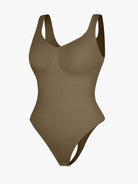 Seamless Diamond Neckline Bust Support Waist Abdomen Control Thong Bodysuit