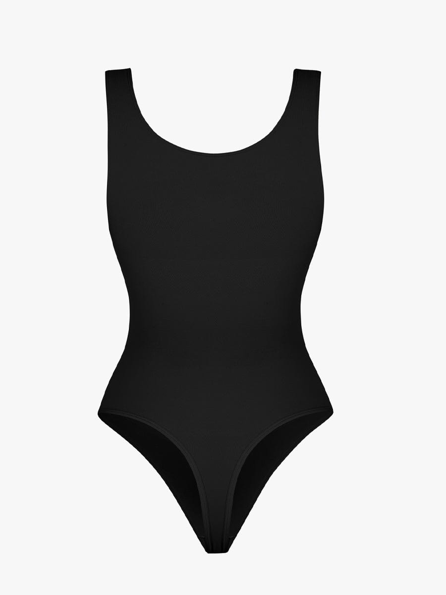Seamless Diamond Neckline Bust Support Waist Abdomen Control Thong Bodysuit