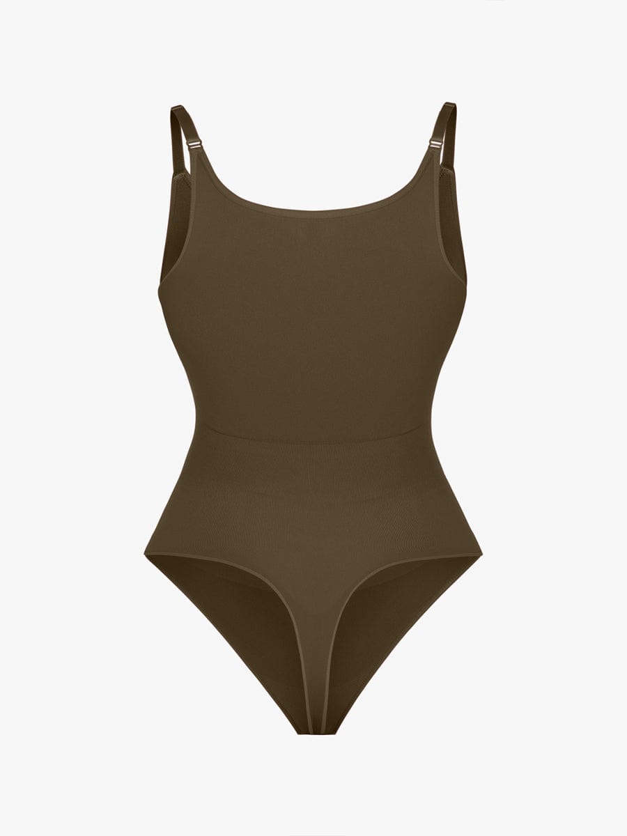 Ultimate Seamless Bra-Free Cami Tummy Control Thong Bodysuit with Removable Pads