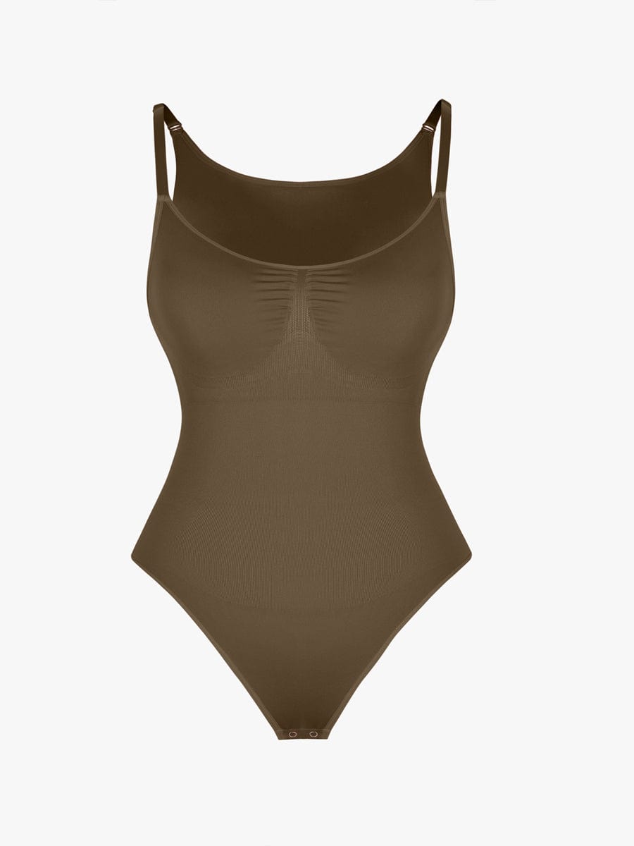 Ultimate Seamless Bra-Free Cami Tummy Control Thong Bodysuit with Removable Pads