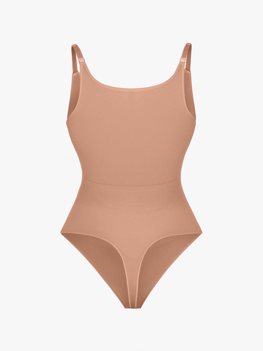 Ultimate Seamless Bra-Free Cami Tummy Control Thong Bodysuit with Removable Pads