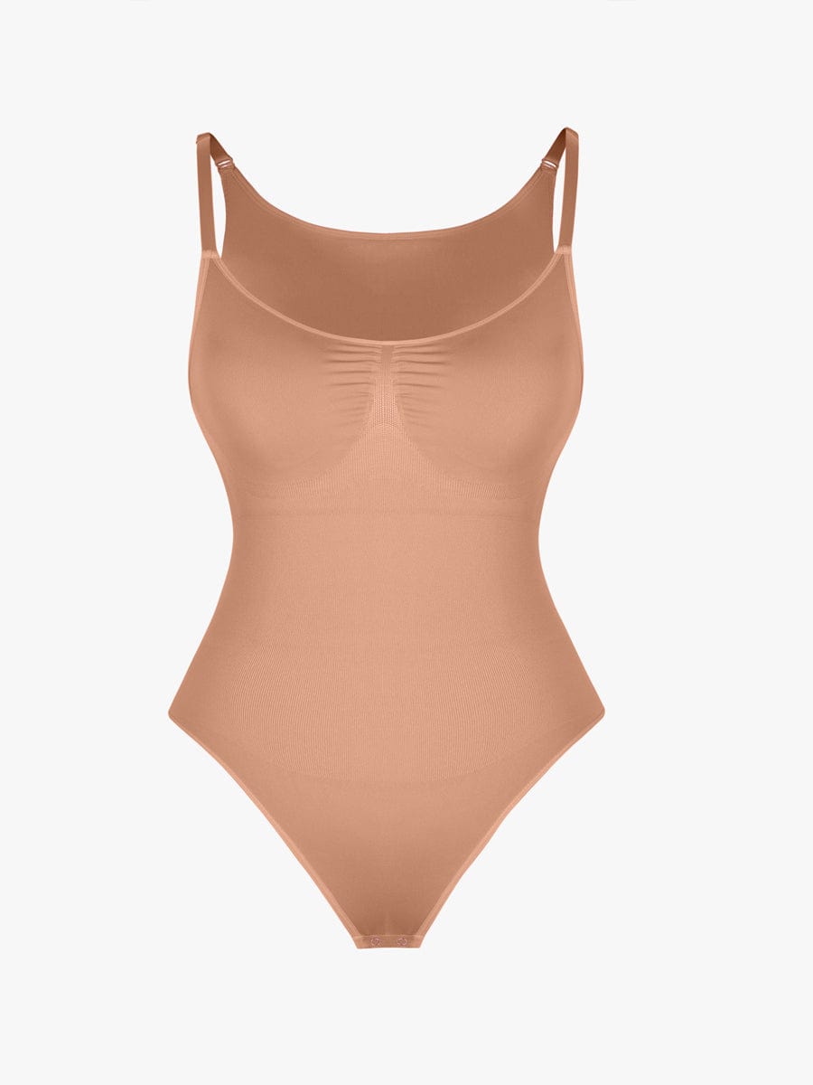 Ultimate Seamless Bra-Free Cami Tummy Control Thong Bodysuit with Removable Pads