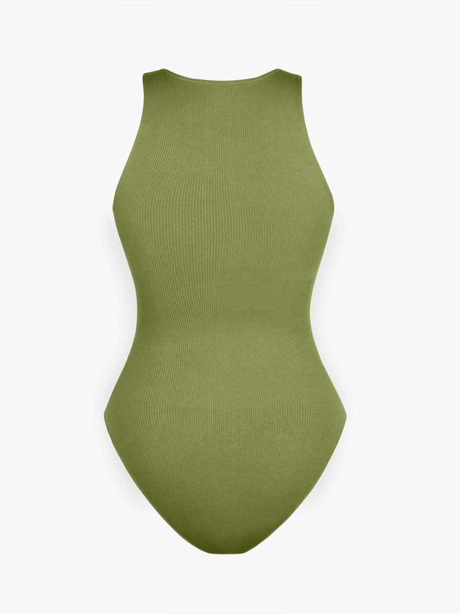 Seamless Ribbed Zip-Front Sleeveless Bodysuit: Ultimate Comfort & Style Shaper
