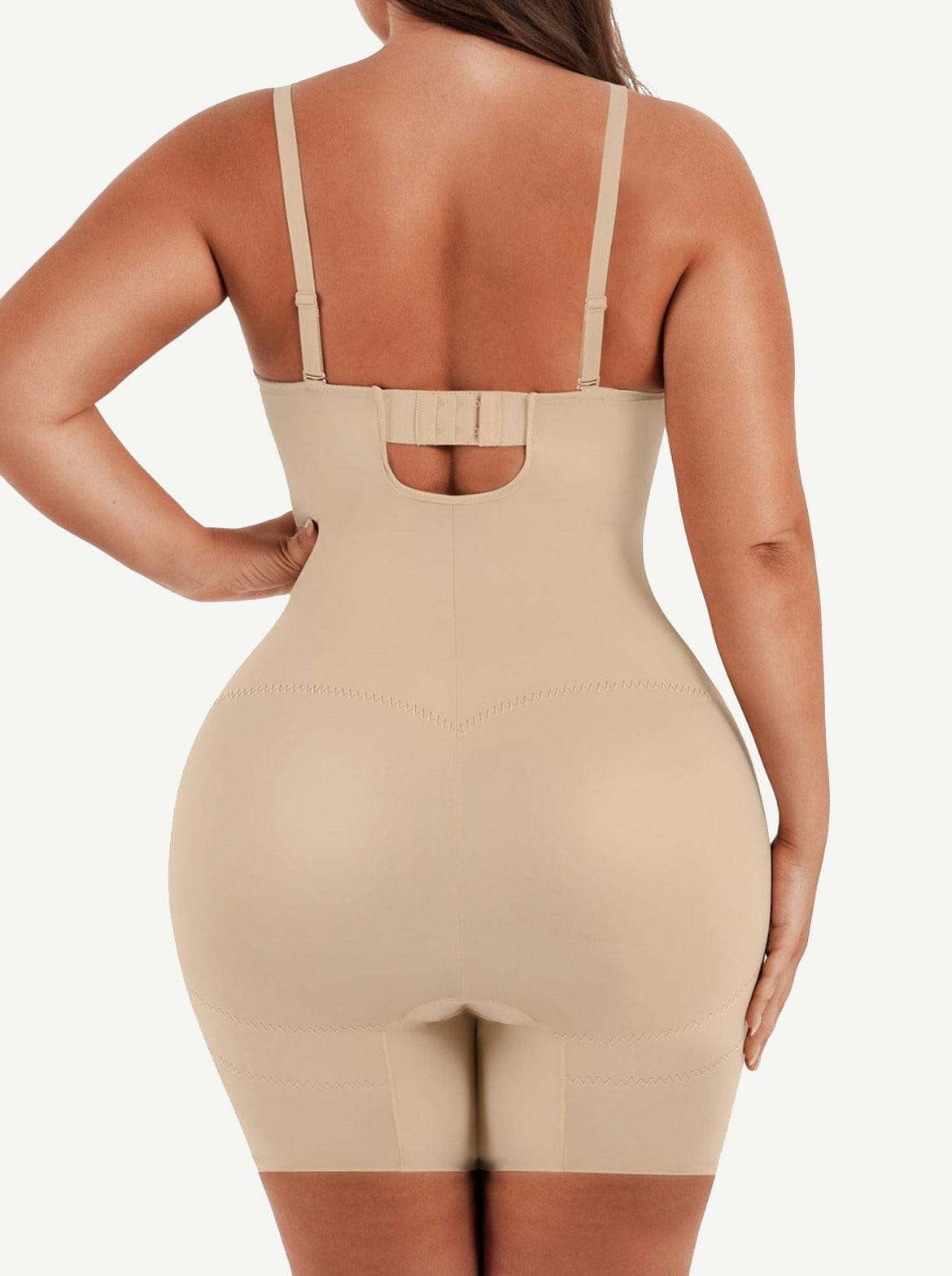 Seamless Sculpting Mid-Thigh Tummy Control Bodysuit with Underwire Push-Up Bra