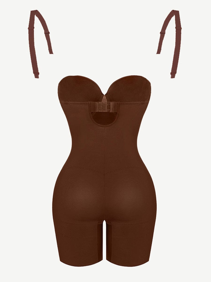 Seamless Sculpting Mid-Thigh Tummy Control Bodysuit with Underwire Push-Up Bra